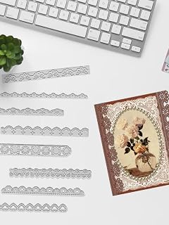 12 PCS Metal Flower Lace Frame Cutting Dies, Flower Edge Border Die Cuts Embossing Stencils Lace Card Border Template Mould for Card Scrapbooking and DIY Craft Album Paper Card Decor