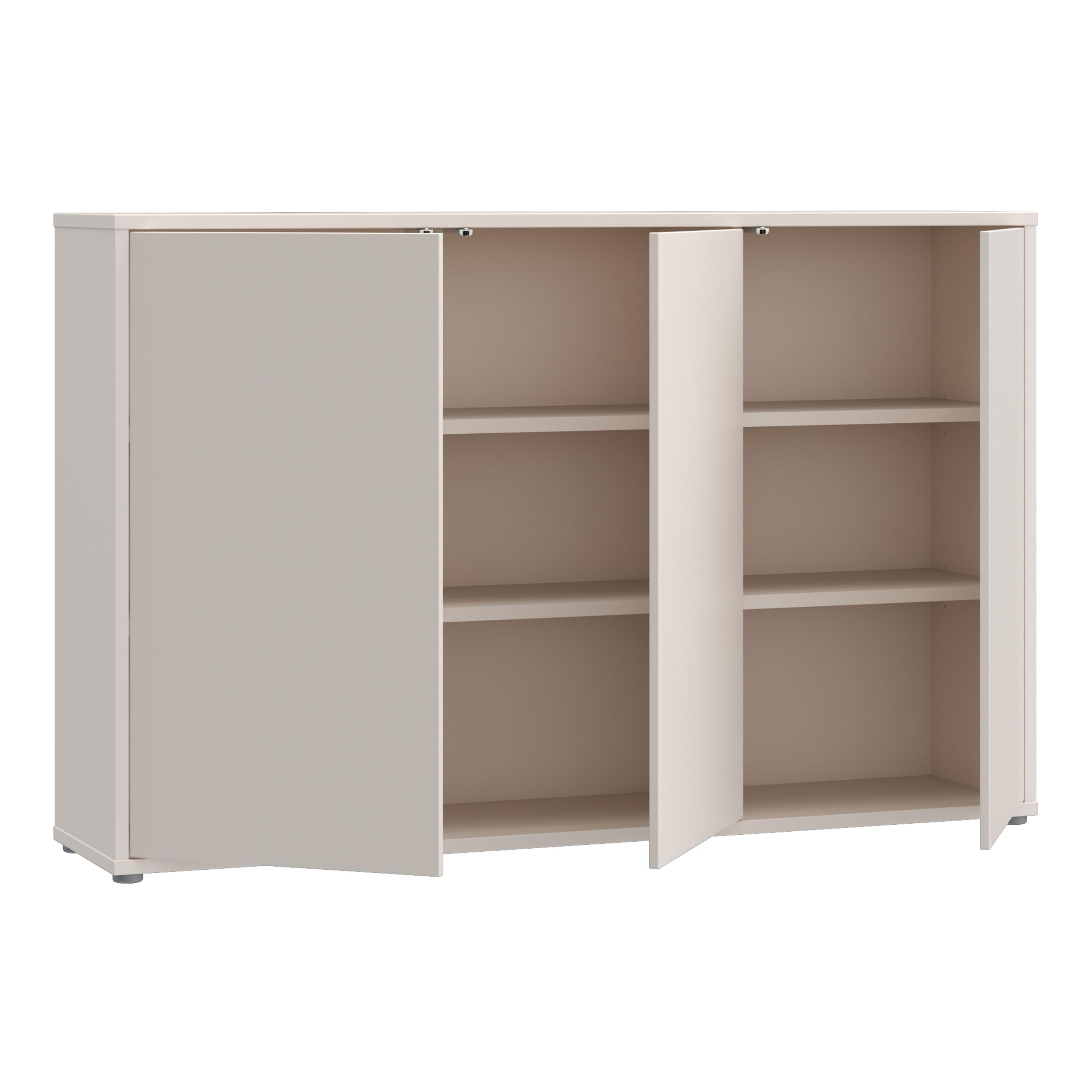 Forte Alice Springs Kommode 150 155, großes Sideboard mit 3 Schranktüren, Flur, Wohnzimmer, Schlafzimmer, Holzwerkstoff, Kaschmir Beige, 154,2 cm breit x 99,1 cm hoch x 34,9 cm tief