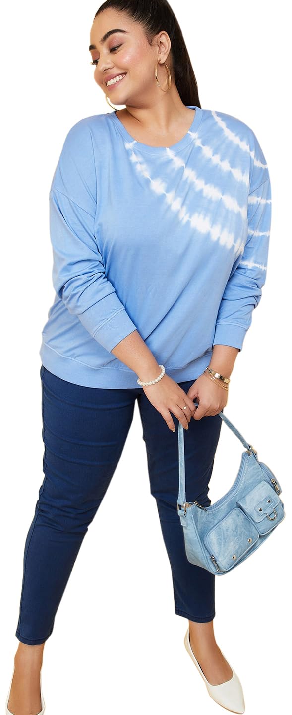 max Women Plus Size Pure Cotton Tie & Dye Sports Round Neck Regular Fit T-Shirt-picture-35