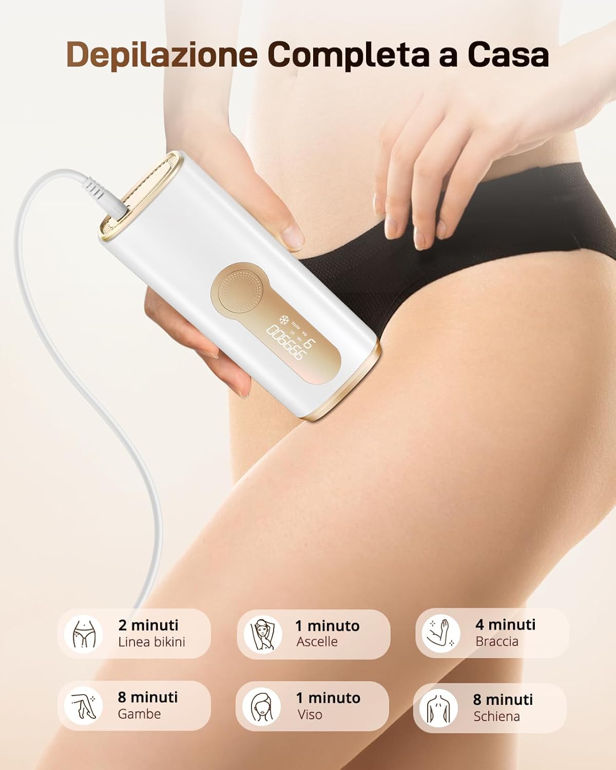 ZKMAGIC Epilatore Luce Pulsata di Ghiaccio, 999.900 Flash IPL Epilazione Laser Donna, Depilazione Definitiva Indolore per Viso Schiena Gambe Corpo Oro Champagne - Nuovo - Immagine 5