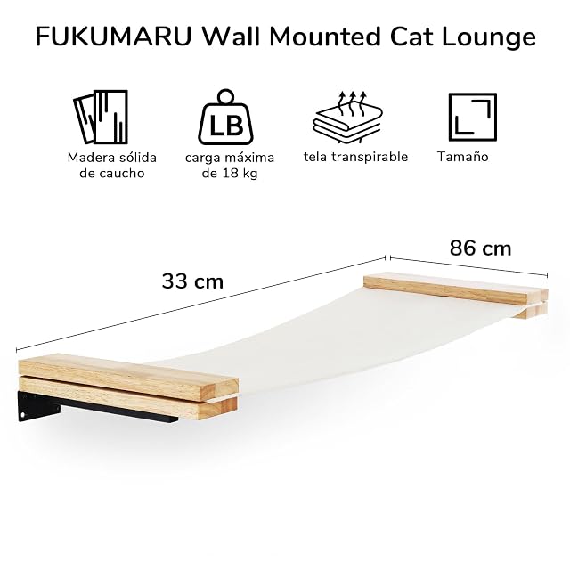 Foto 3 de 6 de FUKUMARU Hamacas y Estantes para Gatos, 36 × 13 Pulgadas para Gatitos, Medianos y Grandes