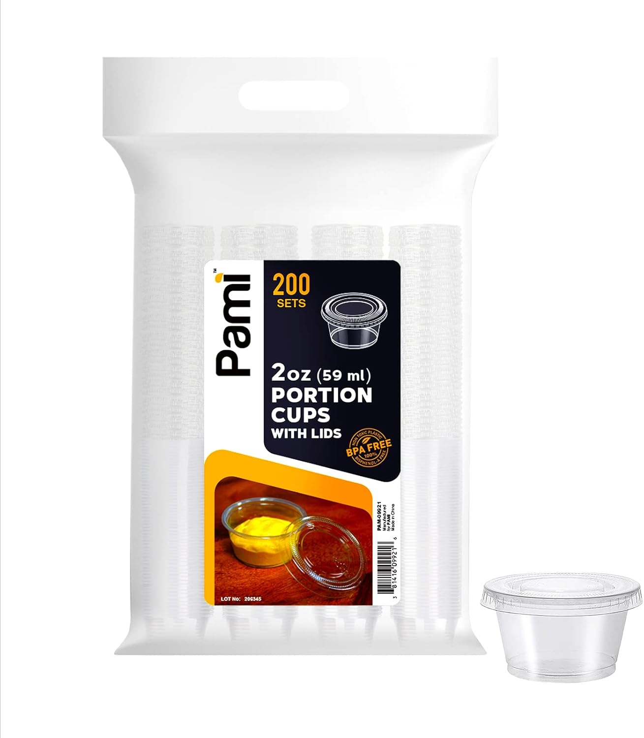 PAMI Portion Control Cups With Lids [2oz, 200Pack] Small