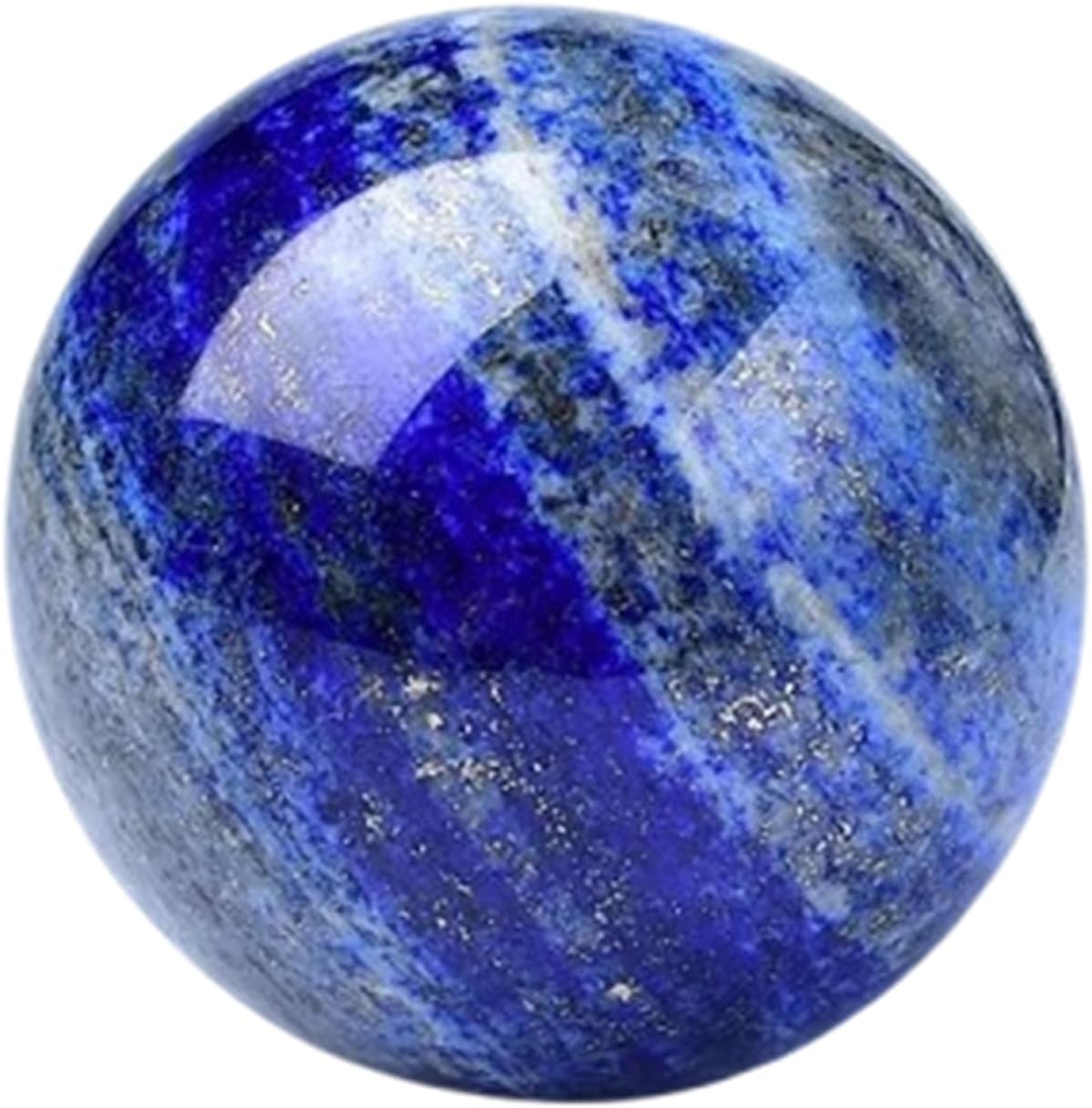 Lapis Lazuli Quartz Crystal Balls with Wooden Stand, Decorative Blues Gemstone Balls Divination Crystal Sphere,52~55mm