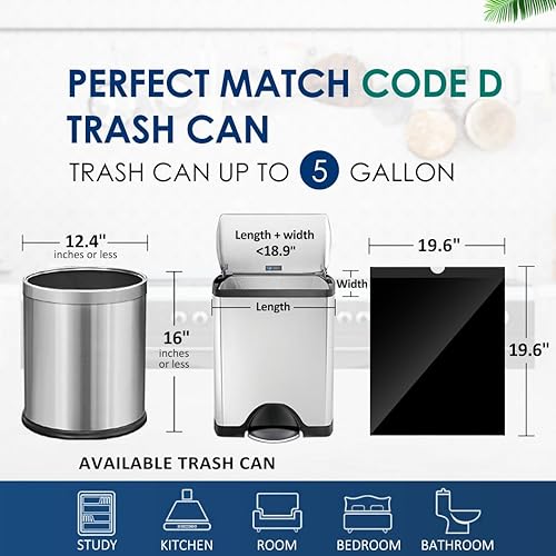 Miniatura 9 de RayPard, bolsas de basura con cordón fuerte, de 5 galones, 80 unidades, bolsas de basura pequeñas, bolsas de plástico pequeñas, forros para botes de