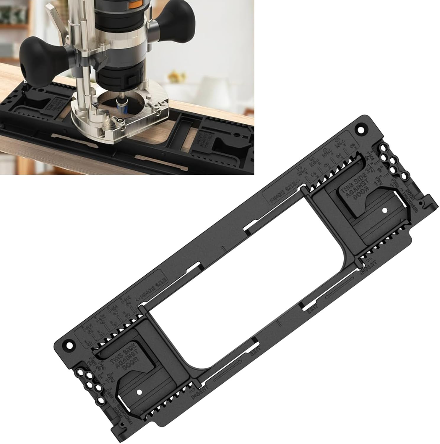 Door Hinge Jig Kit, Professional ABS Hinge Template Tool for Precise Door Installation, Compatible with 8 Hinge Sizes (2.5-6 Inch) and 5 Door Thicknesses (1.375-2.5 Inch)