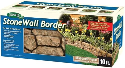 Gardeneer By Dalen Stone Wall Border Landscape Edging Border – 6 Inch Garden Edging Border – Hand Painted Easy Diy Installation Edging For Landscaping – Lightweight Realistic Design (Sandstone) 4 Pack #TOP8