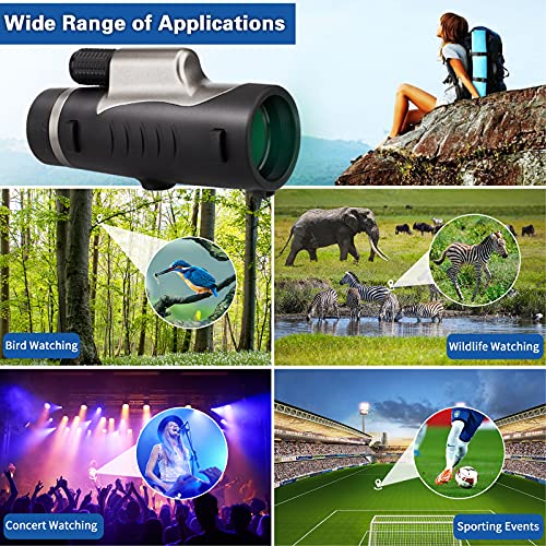 Burxoe Monocular Telescope, 10 X 42Mm High Power With Smartphone Holder Tripod, Waterproof Bak4 Prism Night Vision For Bird Watching Hiking Camping Wildlife, Black-1, 17X7X10Cm #TOP5