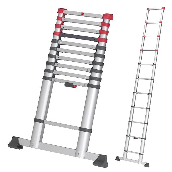 Hailo T80 FlexLine Alu Sicherheits-Teleskopleiter (Anlegeleiter 11 Sprossen) Teleskopleiter