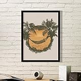 DIYthinker Coconut Tree Cloud Hammock Beach Art Painting Picture Photo Wooden Rectangle Frame Home...