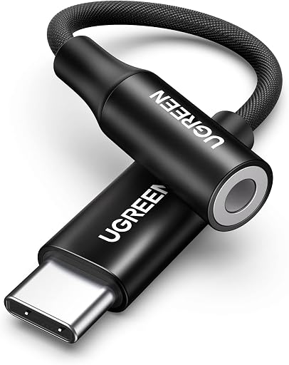 UGREEN USB C to 3.5mm Audio Adapter Type C to Headphone Aux Jack Dongle 24bit/96kHz HiFi DAC Cable Cord Compatible with iPhone 17 16 Pro Max/16 Plus, iPad, Galaxy S25 S26 Ultra, Pixel 10, Black