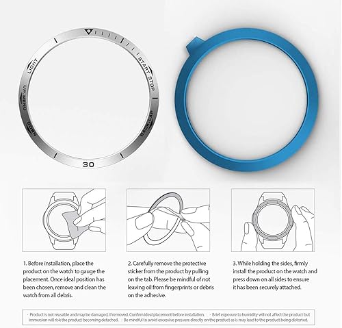 Miniatura 6 de REYDA Bisel de reloj compatible con Garmin Fenix 55 Plus, anillo de bisel de acero inoxidable, cubierta adhesiva de bisel de acero inoxidable,