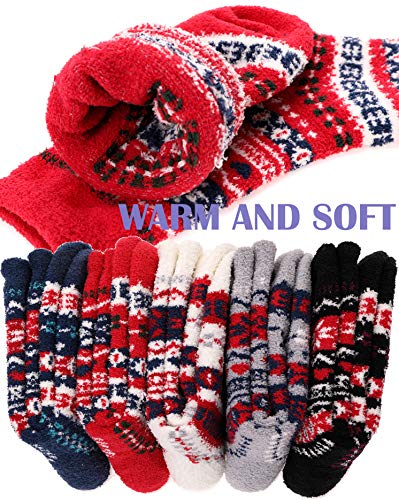 Anlisim Womens Fuzzy Socks Cozy Fluffy Winter Cabin Slipper Warm Fleece Soft Thick Comfy Gift Stocking Stuffer Christmas Home Socks(Snowflake (5 Pairs)) #TOP3