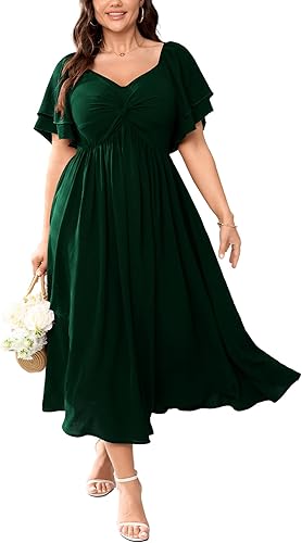 SCOMCHIC Women's Plus Size Wedding Guest Cocktail Dresses Sweetheart Neckline...