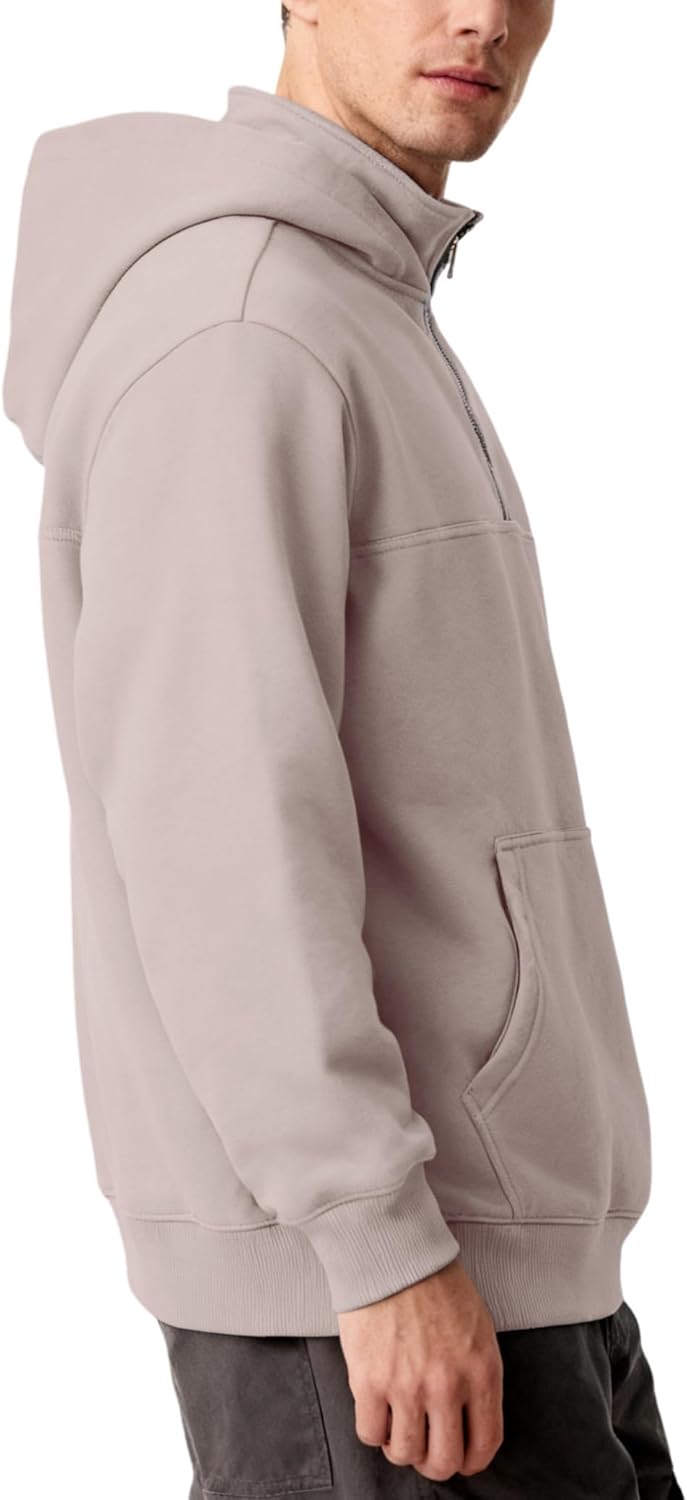 FAIABLE Mens Quarter Zip Hoodie with Hidden Pocket Waterproof Zip Up Hoodies Heavyweight Mock Neck Zipper Sweatshirts - Image 6