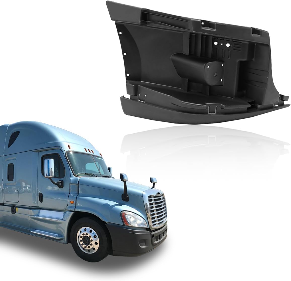 Right Front Bumper End Reinforcement Compatible with 2008-2017 Freightliner Cascadia Bumper Cover Reinforcement Face Impact Bar Crossmember Without Fog Light Hole Black