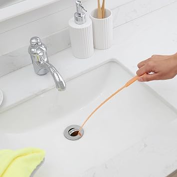 Amazon Basics Drain Clog Remover Tool, 6 Pack with 5 Plastic and 1 Stainless Steel Drain Snakes, Hair Unclogger for Toilet, Kitchen Sink, Bathroom Tub, Shower, Sewer