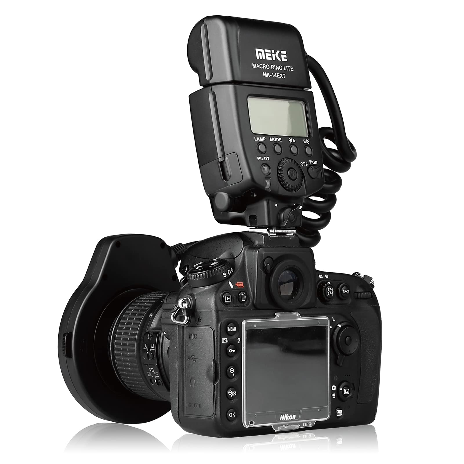 Meike MK-14EXT-N I-TTL Macro Ring Lite Flash LED AF Assist Lamp for Nikon D5100 D3200 D3300 D5200 D90 D850 D3500