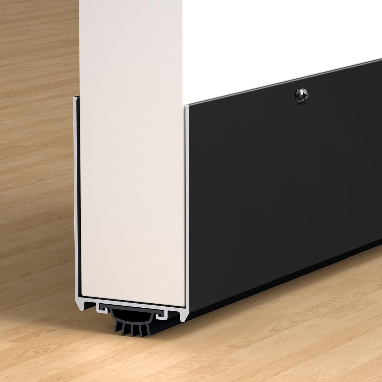 1-3/4" x 48" U-Shaped Door Sweep with Kick Plate, Aluminum Screw-On Draft Stopper, Weather Stripping Seal for Interior Exterior Doors, Blocks Dust Drafts(Silver)