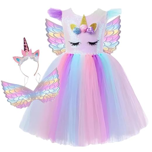 Fantasia Vestido Unicórnio Infantil Menina Luxo Festa Carnaval Aniversário