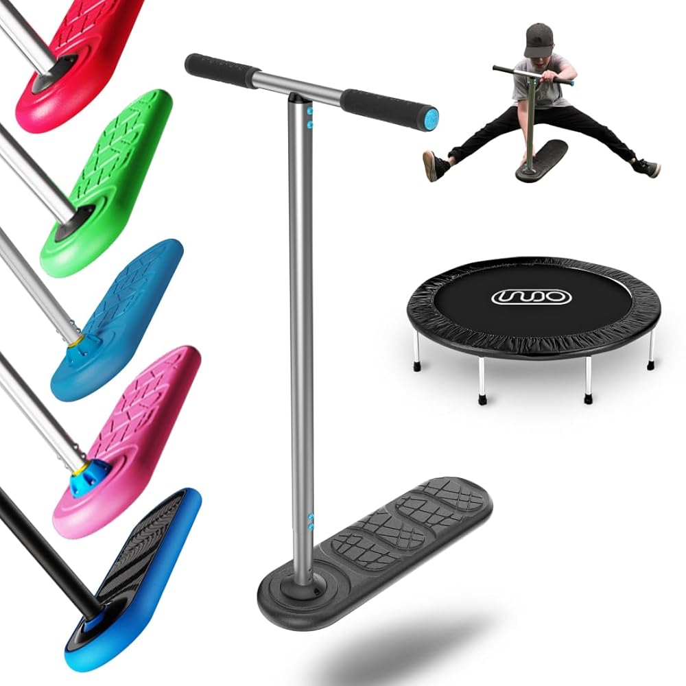 In Do The Trick Scooter Kickstart Classic - Black, Adjustable Handlebar 570/670mm, Ages 6-15 - Trampoline Scooter for Kids 6-15 & Adults, Tricks Indoors & Outdoors