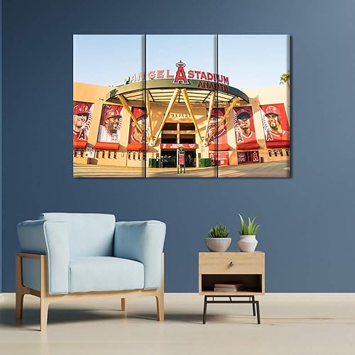 Miniatura 3 de Lienzo de 3 piezas de arte para pared, arte moderno de estadio, arte de ángel, paisaje, juego deportivo, Anaheim, imagen para sala de estar,
