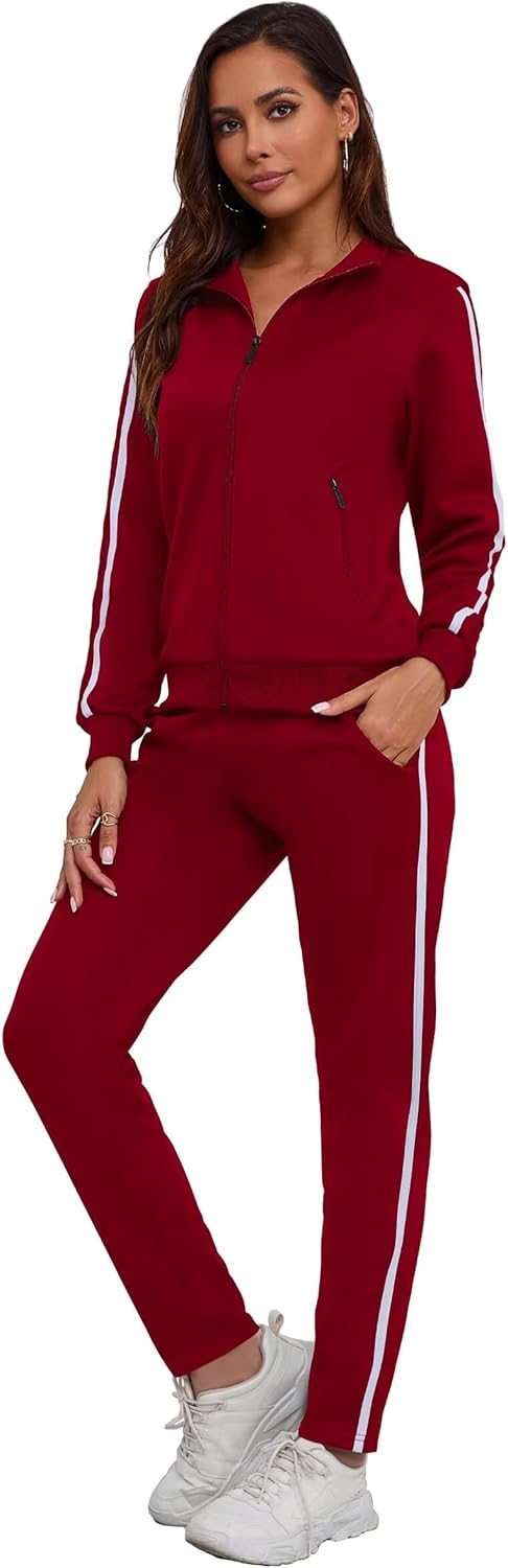 Women's 2 Piece Tracksuit Long Sleeve Track Suits Full Zip Lounge Set Sweatsuits Outfits