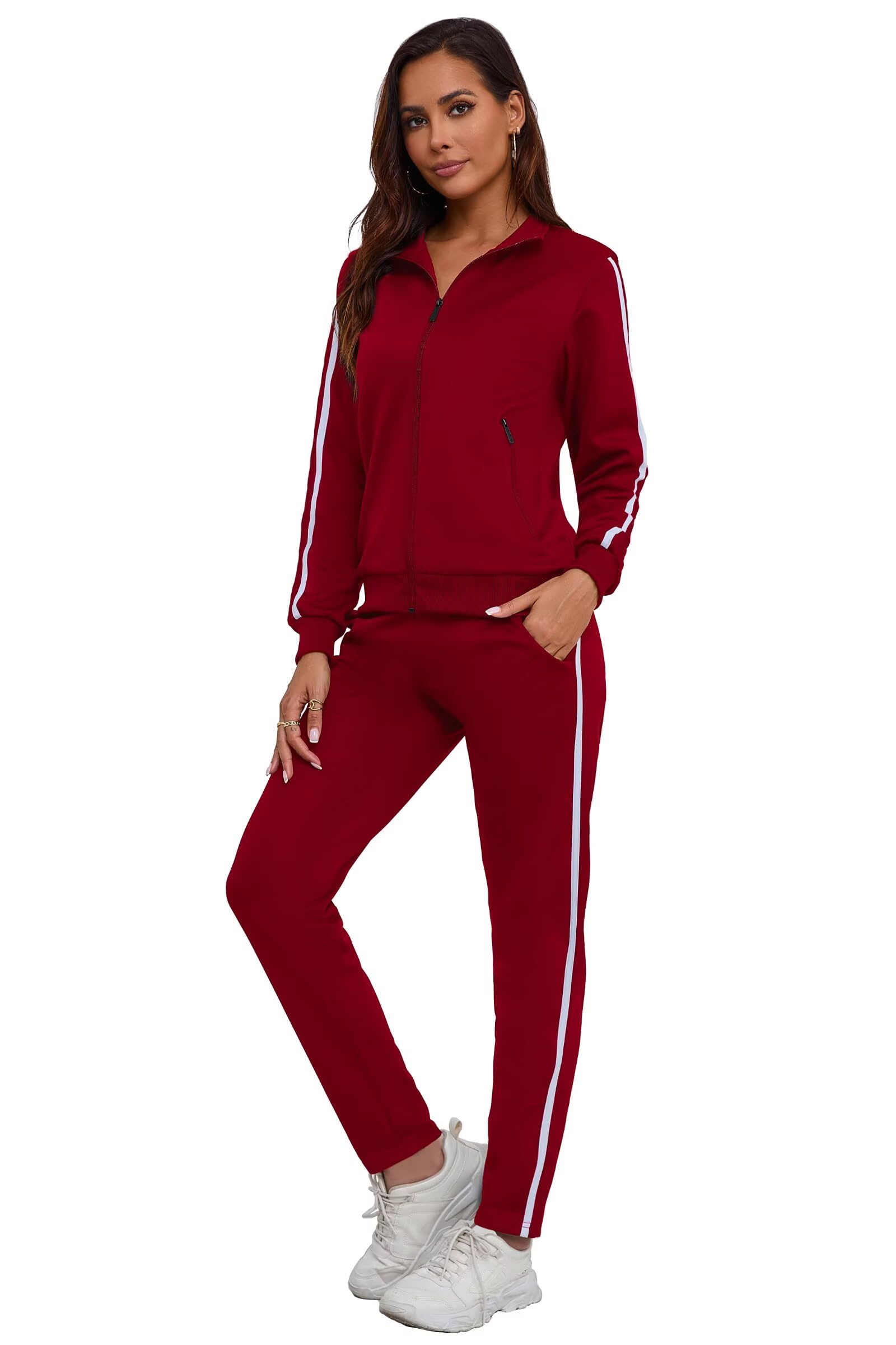 MSKBJT Women's 2 Piece Tracksuit Long Sleeve Track Suits Full Zip Lounge Set Sweatsuits Outfits
