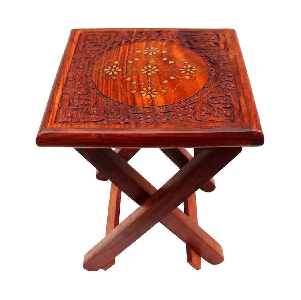 ZYNTIX Wooden Stool, 9 Inch - Versatile Home Decoration Items for Living Room, Ideal as Bed Side Tables for Bed Room, Elegant and Durable Design, Ideal for Modern Interiors 4