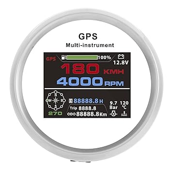 Speedometer, Waterproof Odometer Adjustable Mileage Tft Screen Multifunctional for Car Motorcycle Tractor Truck for All Vehicle