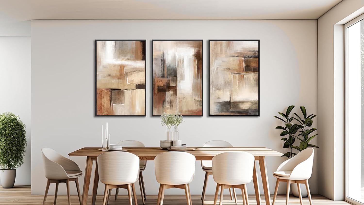 ASDCEUTICALS Large Canvas Wall Art - Brown and Beige Abstract Pictures for Living Room Vintage Wall Decor Retro Rustic Paintings Black Float Framed for Bedroom Dinning Room 20" X 28" X 3 pcs