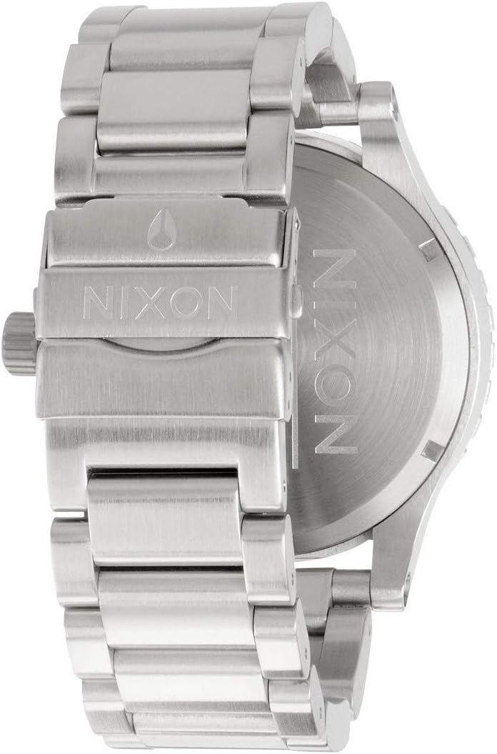 Back view of the NIXON 51-30 TIDE watch, showing the stainless steel case back with NIXON branding.