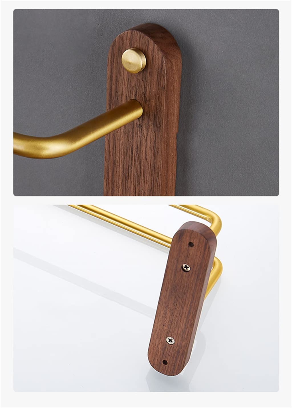 Portasciugamani da Bagno in Alluminio da Parete 30/40/50 Cm Portasciugamani in Legno Accessori da Bagno (A 30CM)
