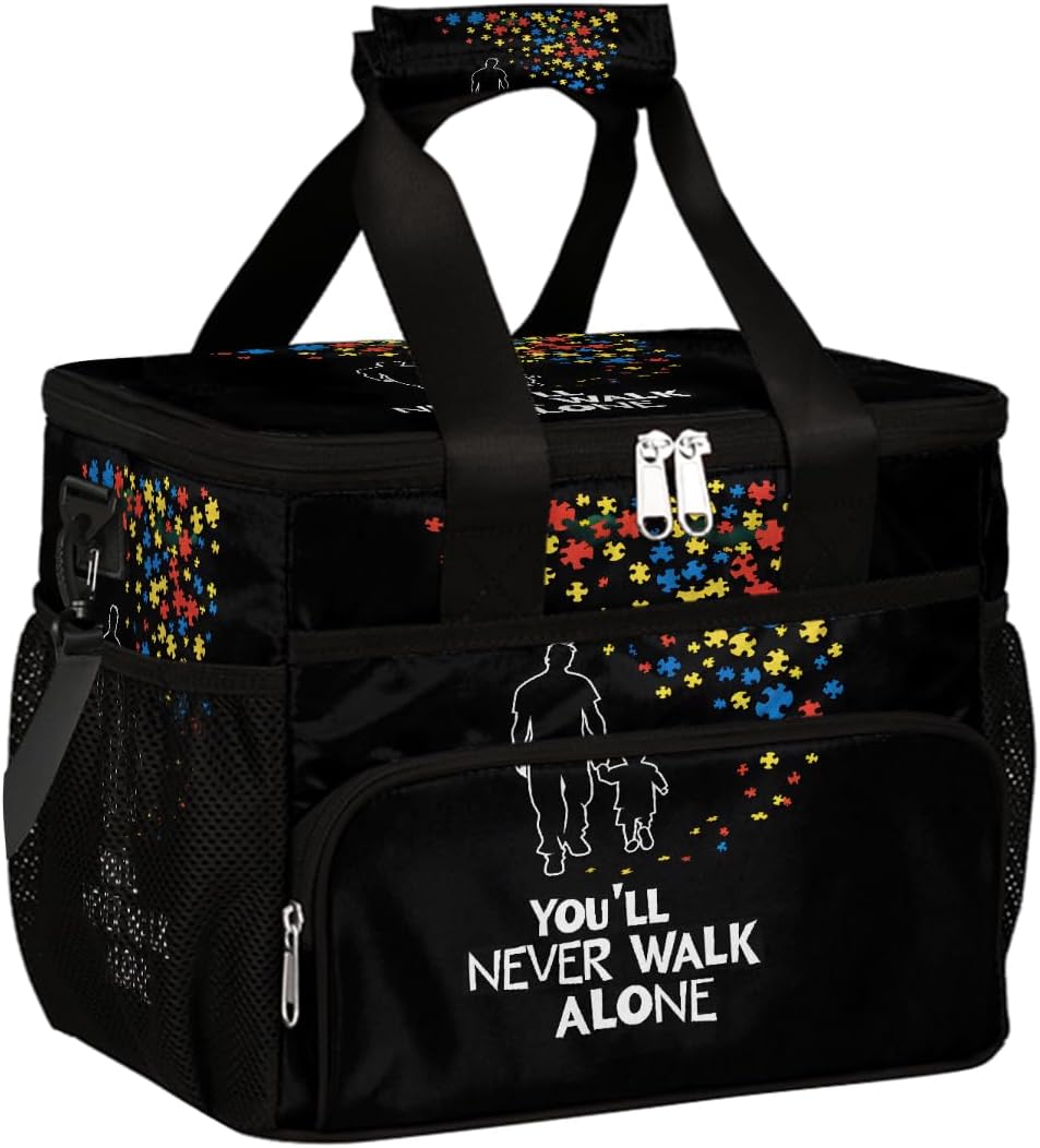 Large Insulated Lunch Bag for Women Men Waterproof Leakproof Adult Autism Color Lunch Box with Adjustable Reusable Cooler Cooling Tote Freezable Meal Prep Pail for Picnic, Office Work