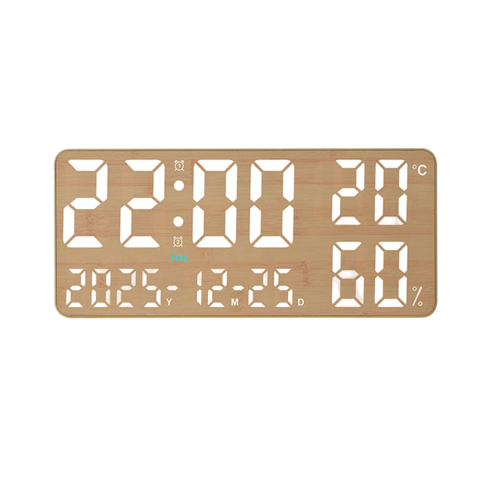 Whoasyst Modern LED Digital Wall Clock with Color Changing Light Effect Two Alarms Night Light Ambients Lighting Home Decoration LED Color Changing Wall Clock