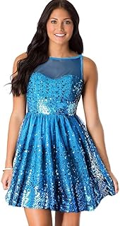 فستان سهرة مزين بالترتر مع بطانة للنساء بلون تركواز