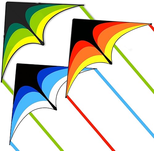 Miniatura 1 de Mint's Colorful Life Cometa Delta para niños y adultos, cometa extremadamente fácil de volar, la mejor cometa para principiantes