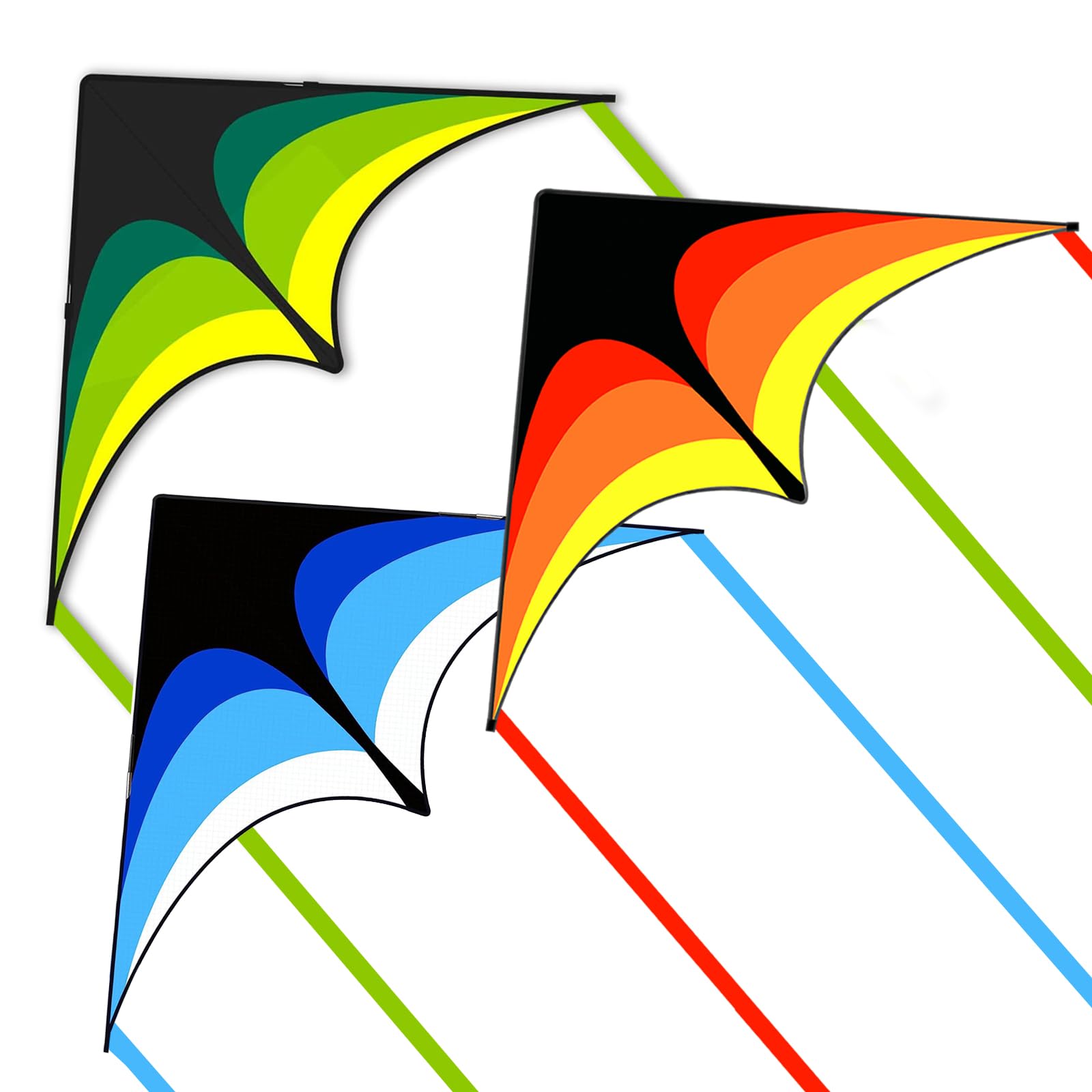 Mint's Colorful Life Delta Kite for Kids & Adults, Extremely Easy to Fly Kite for Beach Trip, Best Kites for Beginners, 300ft String Handle Included