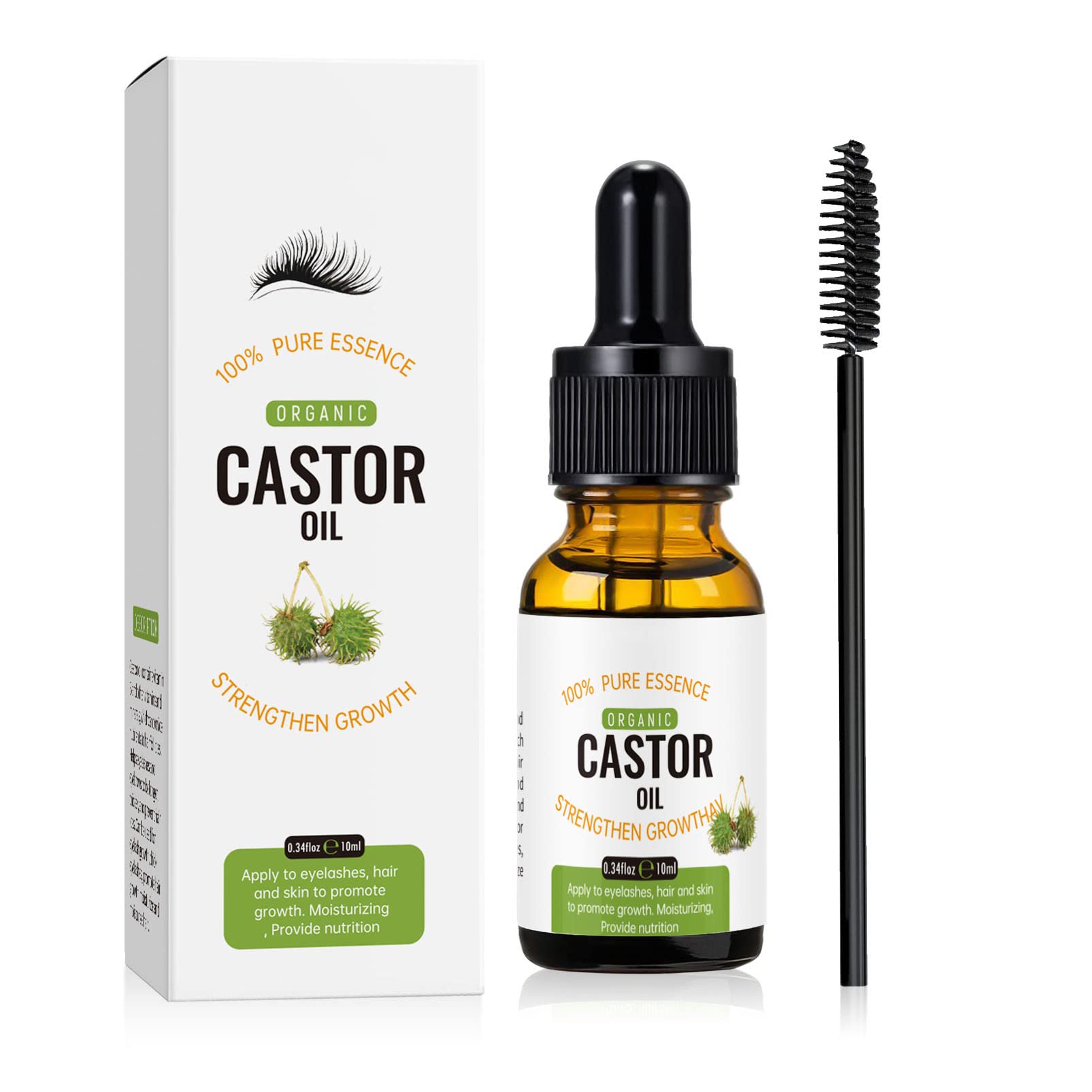 DMQ Castor Oil Hair Growth, Eyelash Growth Serum,Organic Castor Oil for Eyebrows Eyelash Beard, Hair Growth Serum Pure Cold Pressed Lash Serum Skin Care Ricin Oil (1Pcs), Pack of 1