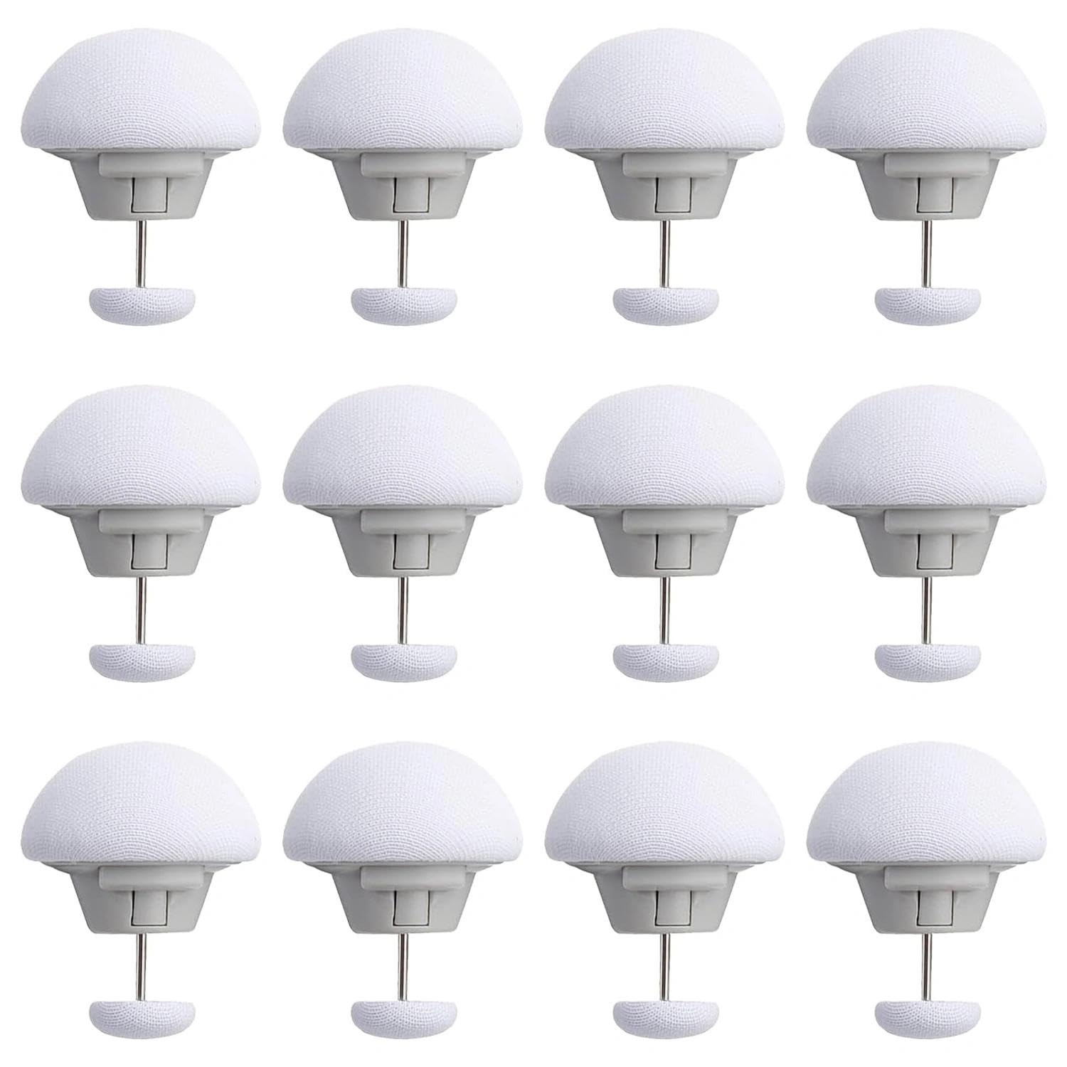Fibound White 12 Mushroom-Shaped Duvet Clips: Non-Slip Grippers To Secure Comforter & Quilt, With Quick-Release For Bedding, Sheets, Curtains, Socks, Mattress Covers.