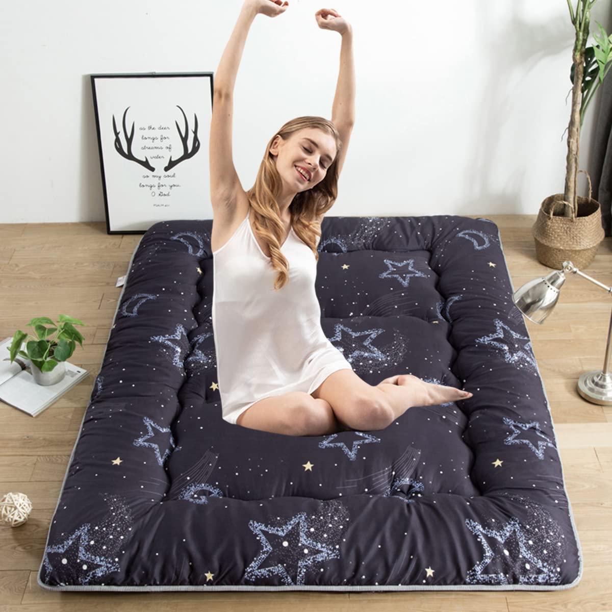 BOOMLATU Star & Moon Pattern Japanese Futon Mattress