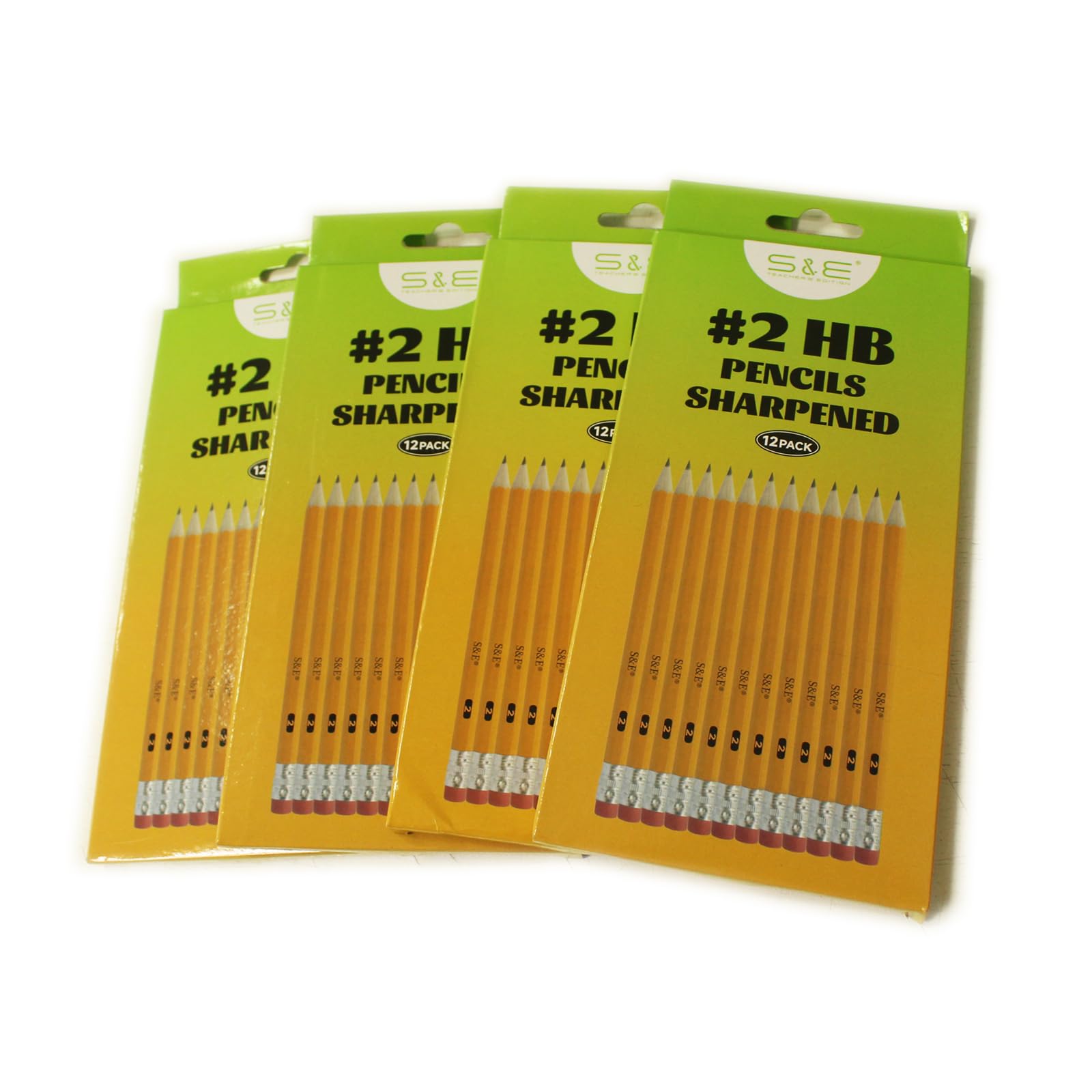S & E TEACHER'S EDITION Lot de 1 728 crayons pré-taillés avec gomme sur le dessus, crayons n°2 HB en vrac, golf, salle de classe, étain, 12 pièces/boîte (144 boîtes)