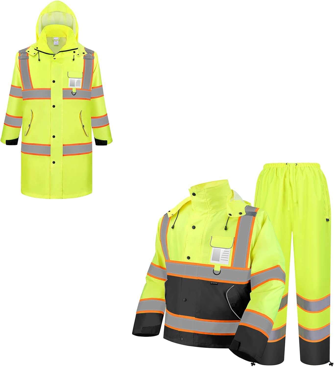 TICONN Reflective Rain Coat + Hi Vis Rain Jacket and Pants