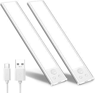 2 Pack Motion Activated RV Step Lights, USB Rechargeable 72 LED Rv Light Camping Camper Lights Adjustable 3 Color for Motorhome Travel,Travel Trailers, Camper (White