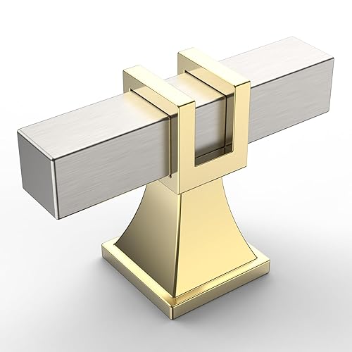 Amerdeco 10 Pack Brushed Satin Nickel and Gold Cabinet Knobs