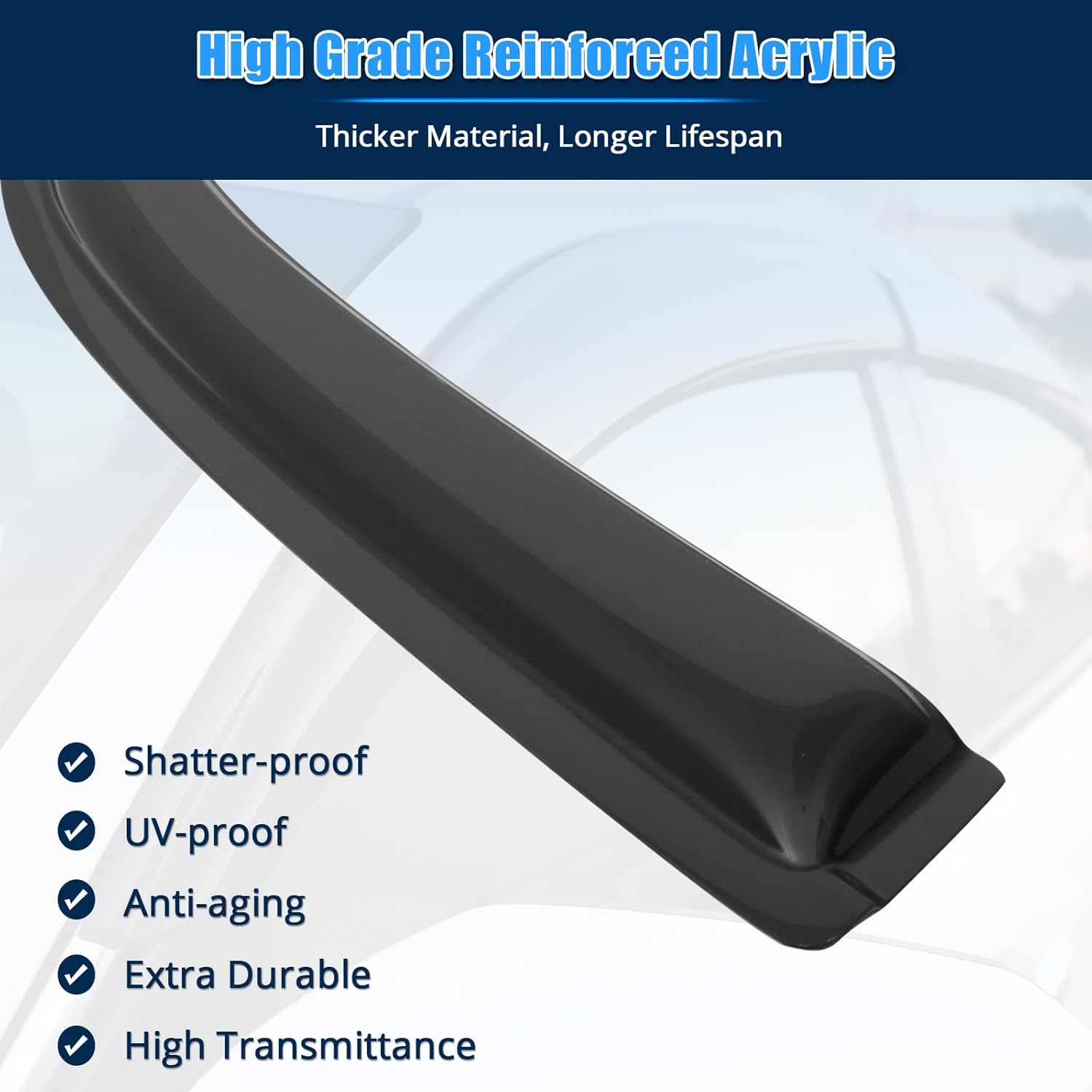 FREEMOTOR802 Tape-on Window Deflectors Fits 2001-2007 Toyota Sequoia, Rain Guards Side Window Visors Wind Deflectors Vent Visors Slim Style Smoke Tinted Acrylic 4 Pieces