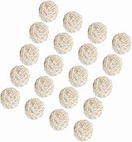 Vista 7 de Tbest Bolas decorativas de mimbre de ratán, 20 unidades, adornos decorativos para bodas, Navidad, fiestas de cumpleaños (blanco)