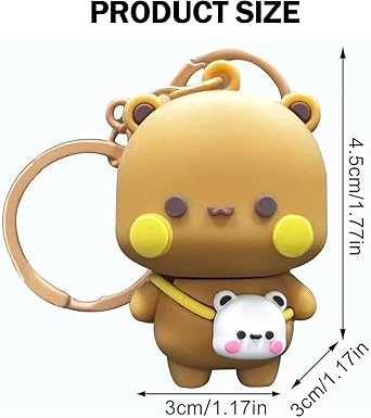 2PCS Cute Keychains BuBu Dudu Kawaii Cartoon Statue Bears Panda Figurine Key Chains for Women Girl Car Backpack Keys Gifts