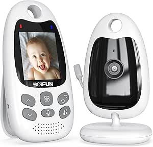 BOIFUN Baby Monitor with Camera and Night Vision, No WiFi, Two-way Audio, ECO Mode, Battery, 8 Lullabies, Feeding Reminder, Smart Temperature Sensor, 2'' Screen, Elder/Pet, Video Baby Camera asin的图片