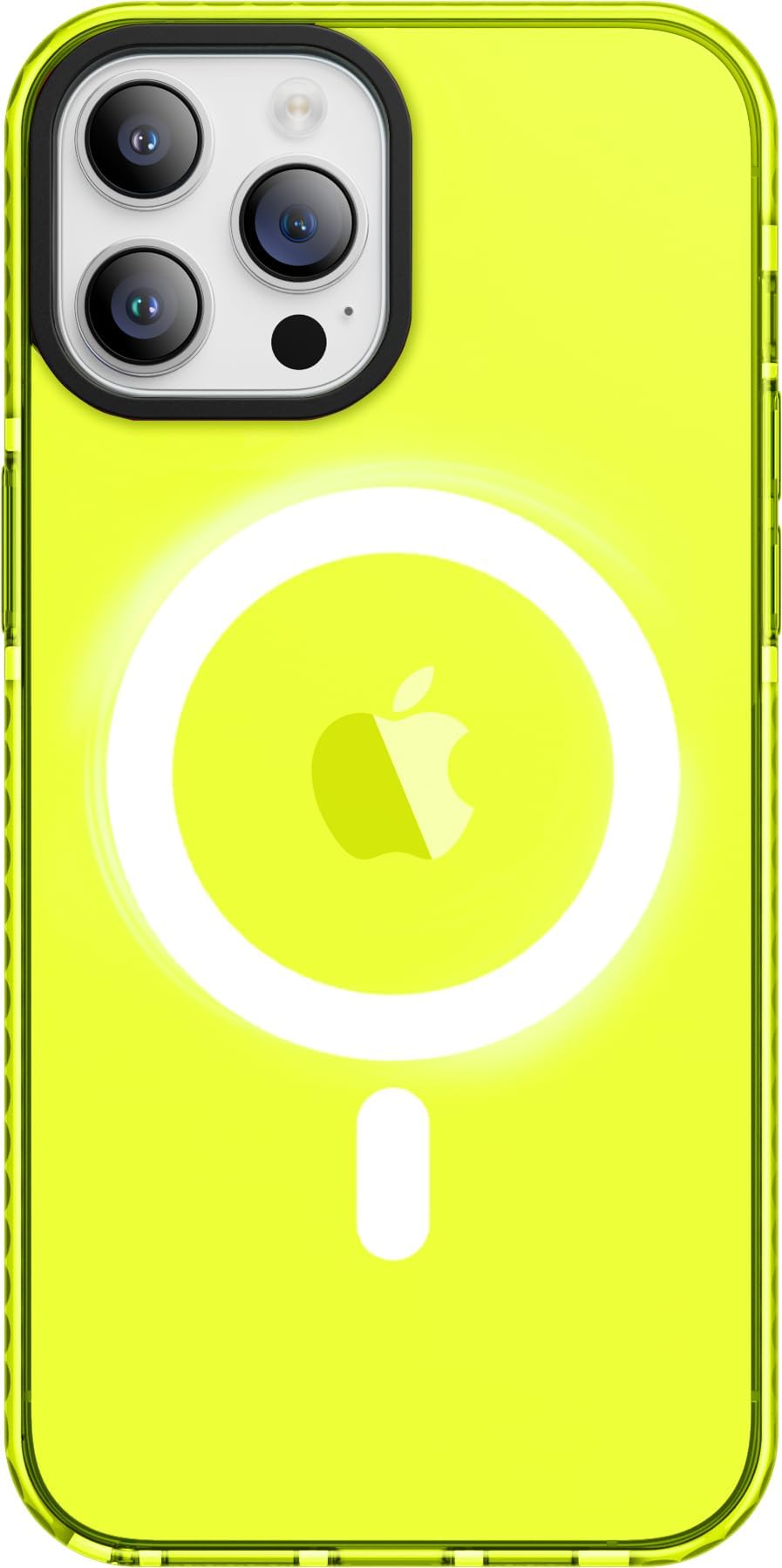 Magnetic Clear Case for iPhone 12 Pro Max with Screen Protector + Camera Lens Protector, Cute Neon Phone Case for Women Girly, Soft Silicone Cover Cases for iPhone 12 Promax