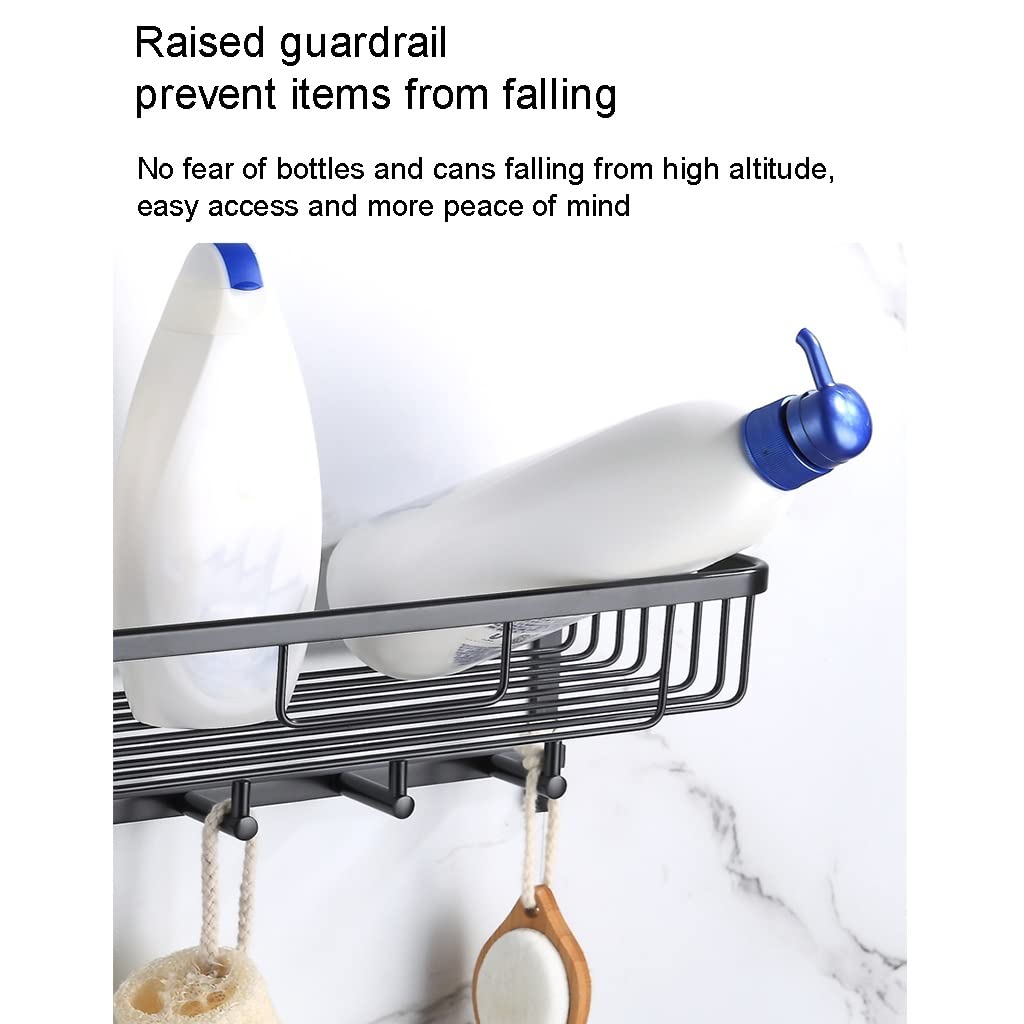 Estantes Estantes de Ducha de Esquina de Baño Estantes Flotantes Negro Cesta de Malla Ampliadare Completo Colgador de Toallas Colgante de Pared Inodoro Almacenamiento Cosmético Resistente a